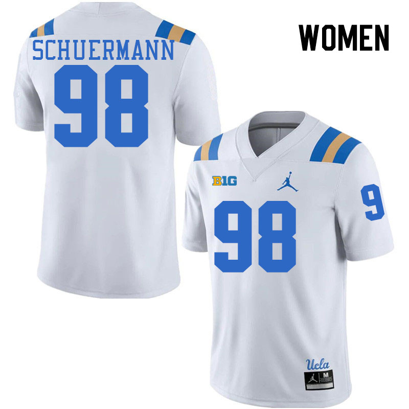 Women #98 Luke Schuermann UCLA Bruins College Football Jerseys Stitched-White